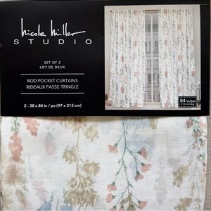 Nicole Miller Studio Floral Polyester Panels 38 x 84” Rod Pocket Curtains